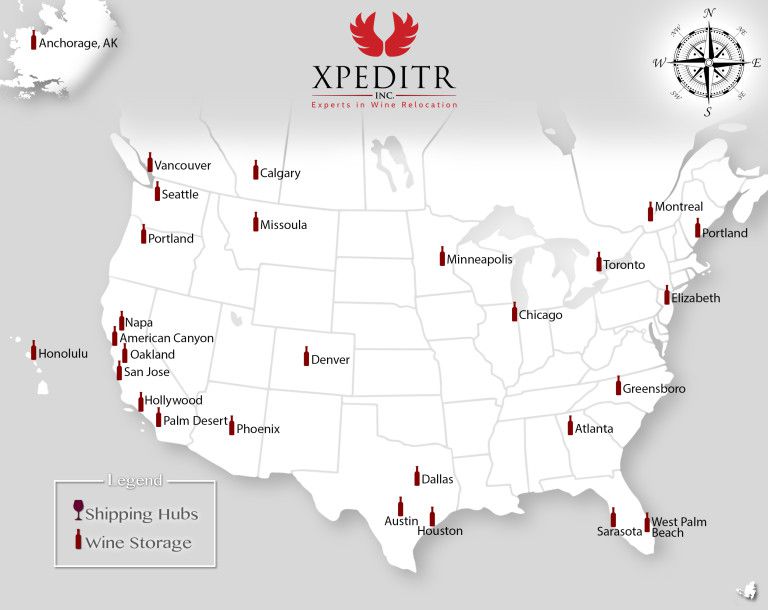 wine storage in canada and usa